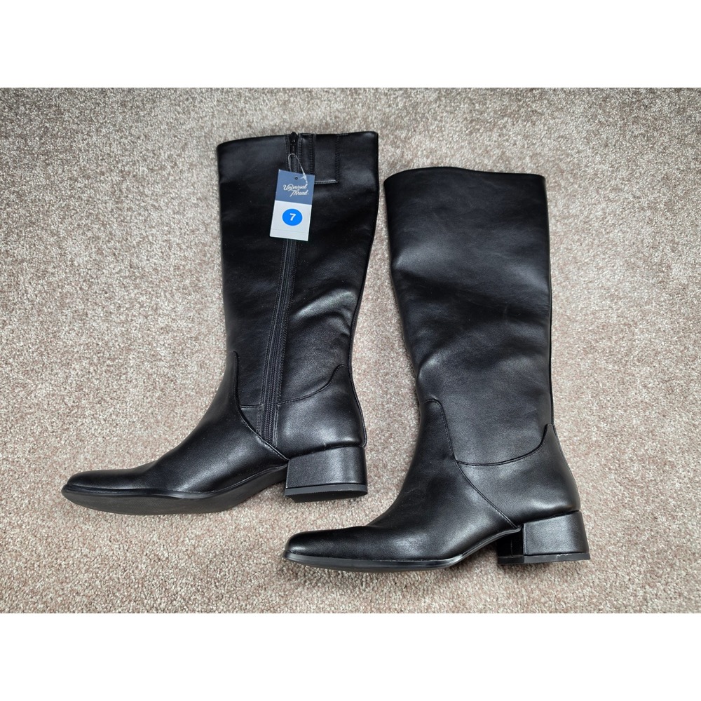 Universal Thread Womens Black Knee High Block Heel Square Toe Boots Size 7 NEW